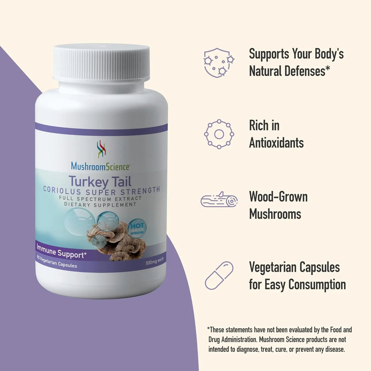 MUSHROOMSCIENCE - MushroomScience Turkey Tail Mushroom 90 Capsulas - The Red Vitamin MX - Suplementos Alimenticios - {{ shop.shopifyCountryName }}
