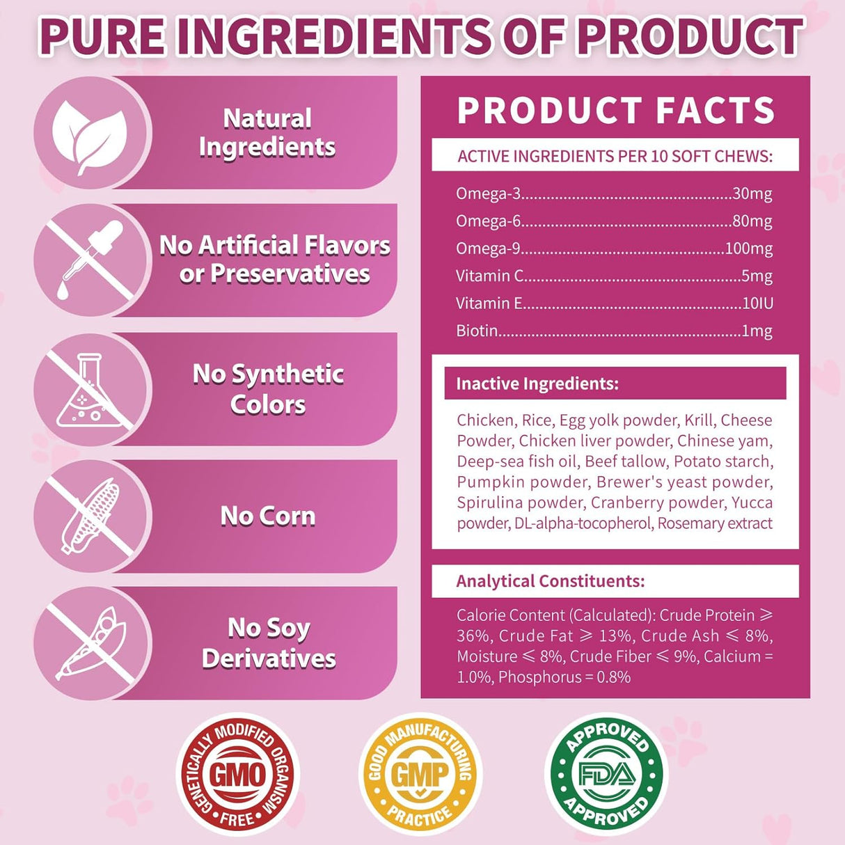 Cudory Natural Skin and Coat Support for Cats 500 Masticables