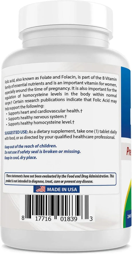 BEST NATURALS - Best Naturals Folic Acid 1000mcg 240 Tabletas 2 Pack - The Red Vitamin MX - Suplementos Alimenticios - {{ shop.shopifyCountryName }}