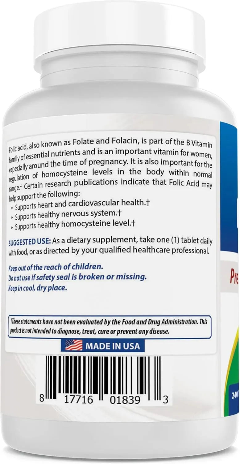 BEST NATURALS - Best Naturals Folic Acid 1000mcg 240 Tabletas 2 Pack - The Red Vitamin MX - Suplementos Alimenticios - {{ shop.shopifyCountryName }}