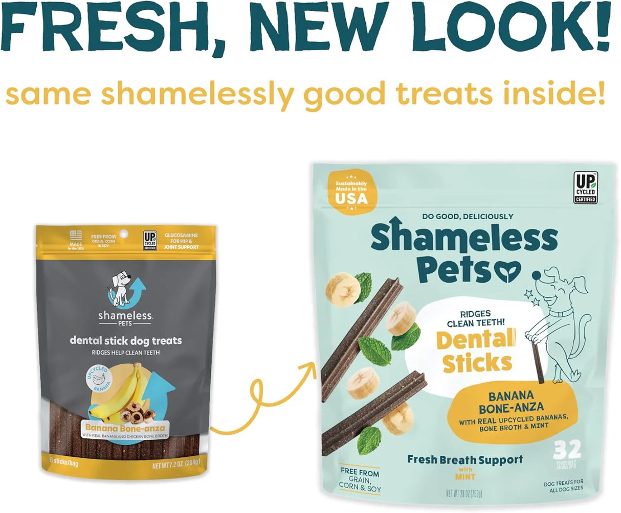 SHAMELESS PETS - Shameless Pets Banana Bone-Anza Dental Treats for Dogs 32 Piezas - The Red Vitamin MX - Cuidado Dental Para Perros - {{ shop.shopifyCountryName }}