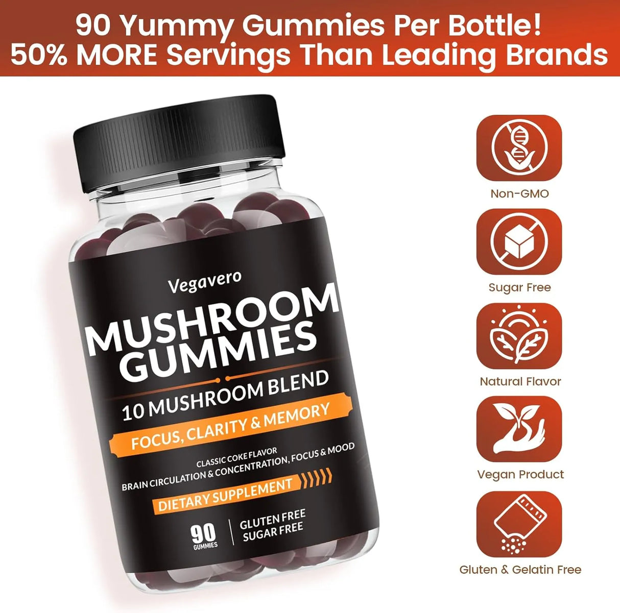 VEGAVERO - Vegavero Mushroom Gummies 10x Mushroom Blend 90 Gomitas - The Red Vitamin MX - Suplementos Alimenticios - {{ shop.shopifyCountryName }}
