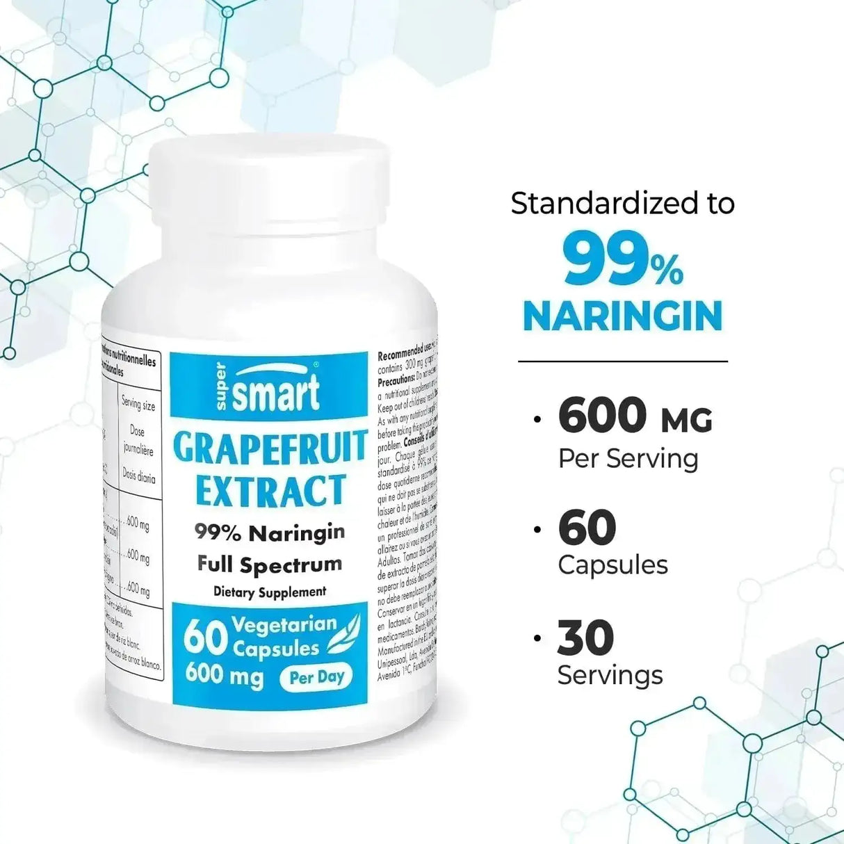 SUPER SMART - Supersmart Grapefruit Extract 600Mg. 60 Capsulas - The Red Vitamin MX - Suplementos Alimenticios - {{ shop.shopifyCountryName }}