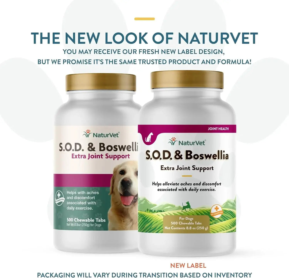 NATURVET - NaturVet S.O.D. & Boswellia Extra Joint Support Dog 500 Tabletas Masticables - The Red Vitamin MX - Cuidado De Cadera Y Articulaciones Para Perros - {{ shop.shopifyCountryName }}