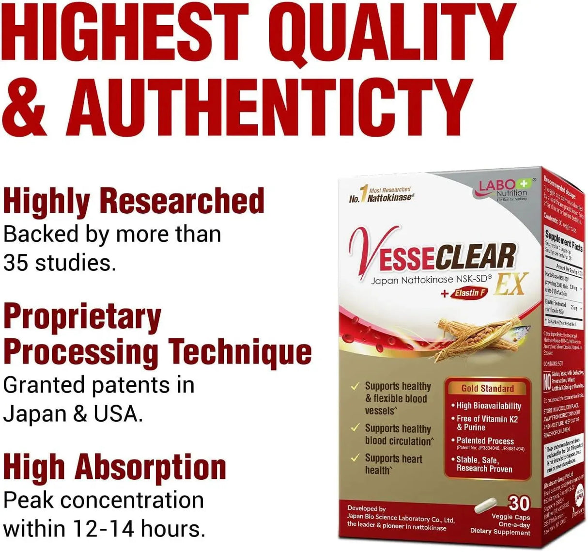 LABO NUTRITION - LABO Nutrition VesseCLEAR Clean & Flexible Blood Vessel 30 Capsulas - The Red Vitamin MX - Suplementos Alimenticios - {{ shop.shopifyCountryName }}