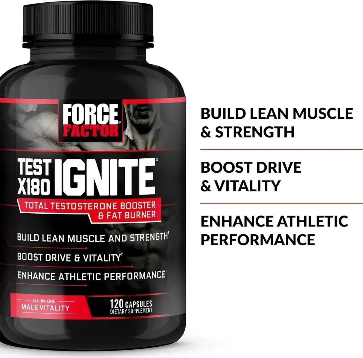 FORCE FACTOR - Force Factor Test X180 Ignite Total Testosterone Booster 120 Capsulas - The Red Vitamin MX - Suplementos Alimenticios - {{ shop.shopifyCountryName }}