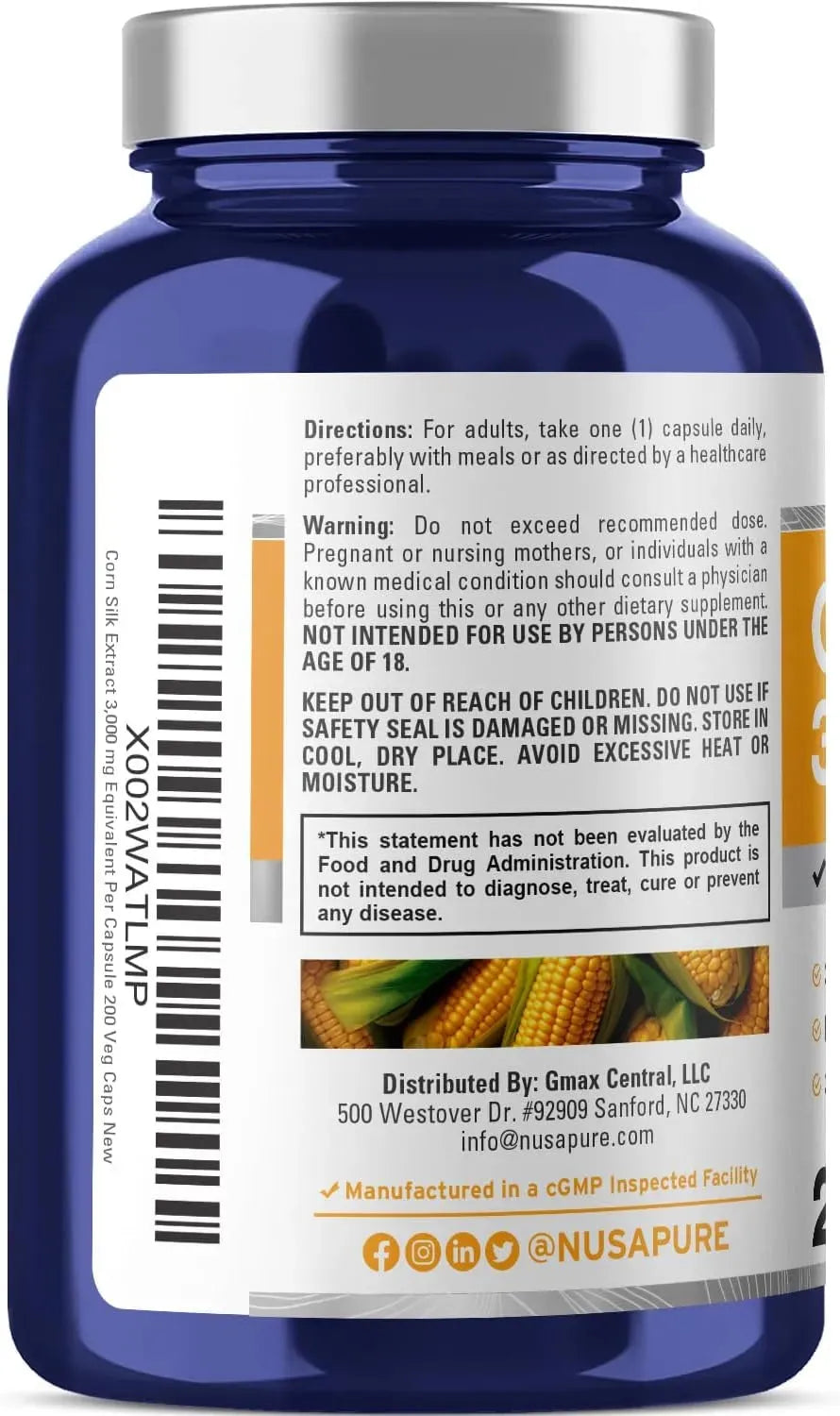 NUSAPURE - NusaPure Corn Silk Extract 3,000Mg. 200 Capsulas - The Red Vitamin MX - Suplementos Alimenticios - {{ shop.shopifyCountryName }}