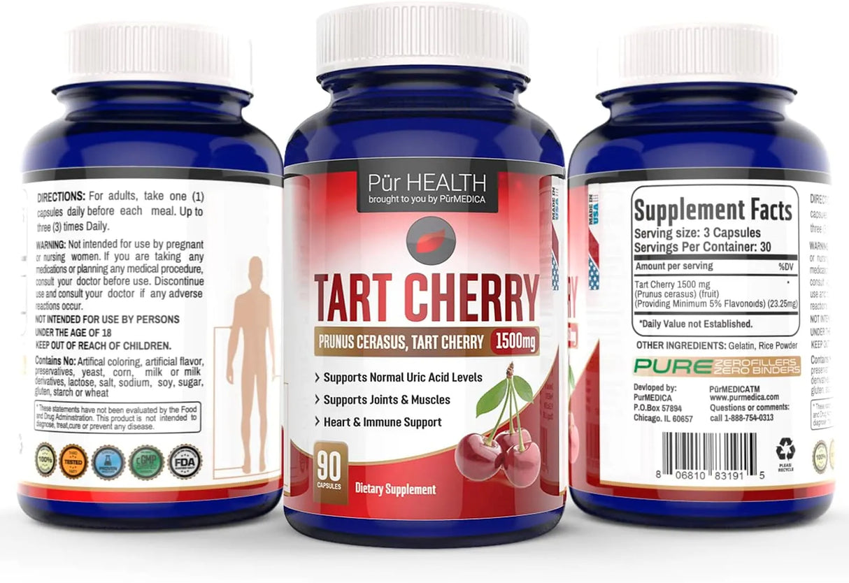 PUR HEALTH - Pur Health Tart Cherry 1500Mg. 90 Capsulas - The Red Vitamin MX - Suplementos Alimenticios - {{ shop.shopifyCountryName }}