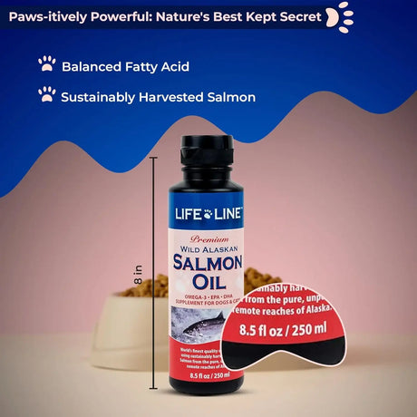 LIFE LINE PET NUTRITION - Life Line Pet Nutrition Wild Alaskan Salmon Oil Omega-3 8.5 Fl.Oz. - The Red Vitamin MX - Aceite De Pescado Para Perros - {{ shop.shopifyCountryName }}