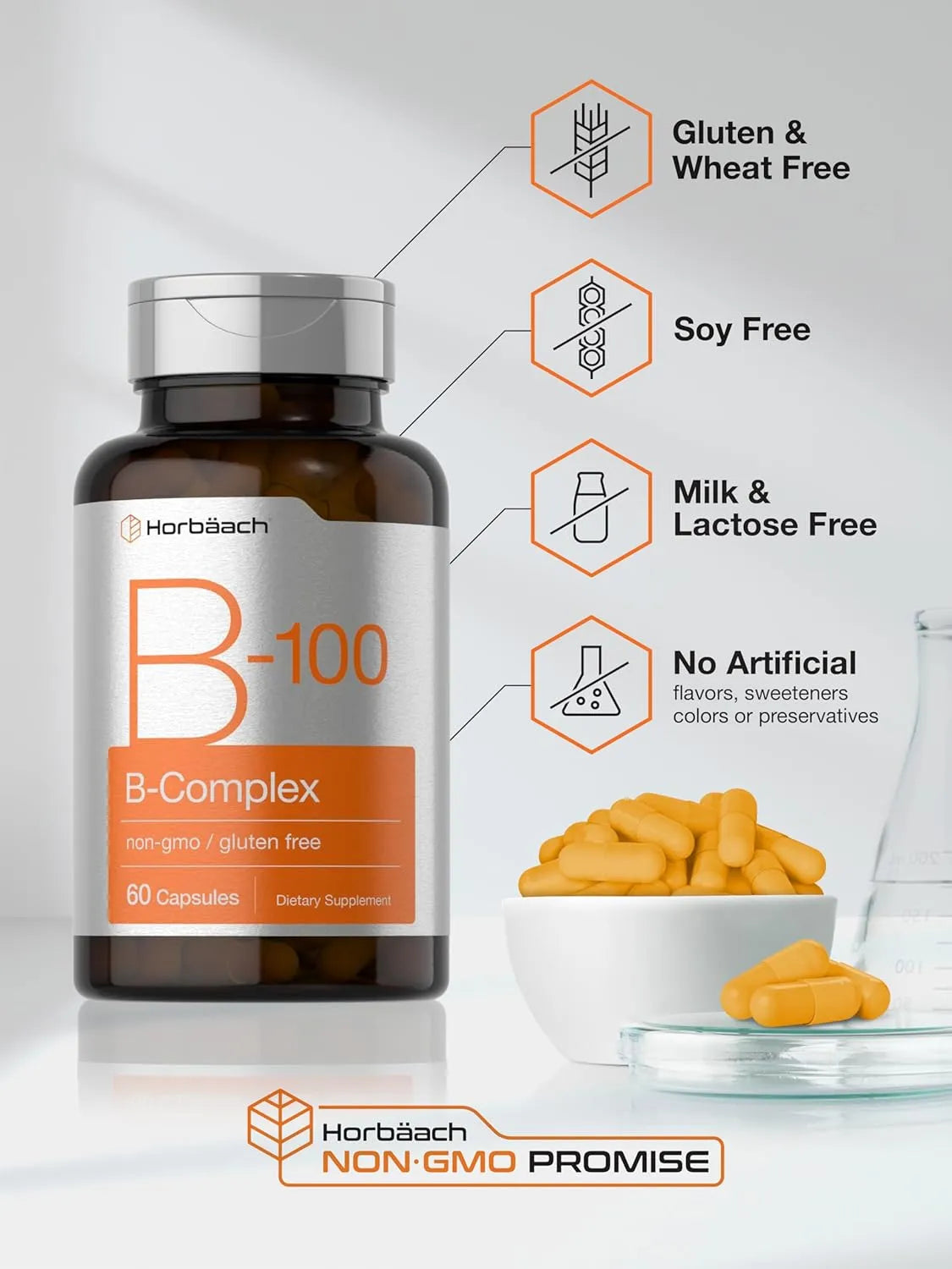 HORBAACH - Horbaach Vitamin B-100 Complex 60 Capsulas - The Red Vitamin MX - Suplementos Alimenticios - {{ shop.shopifyCountryName }}