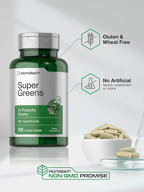 HORBAACH - Horbaach Super Greens with Probiotics 150 Tabletas - The Red Vitamin MX - Suplementos Alimenticios - {{ shop.shopifyCountryName }}