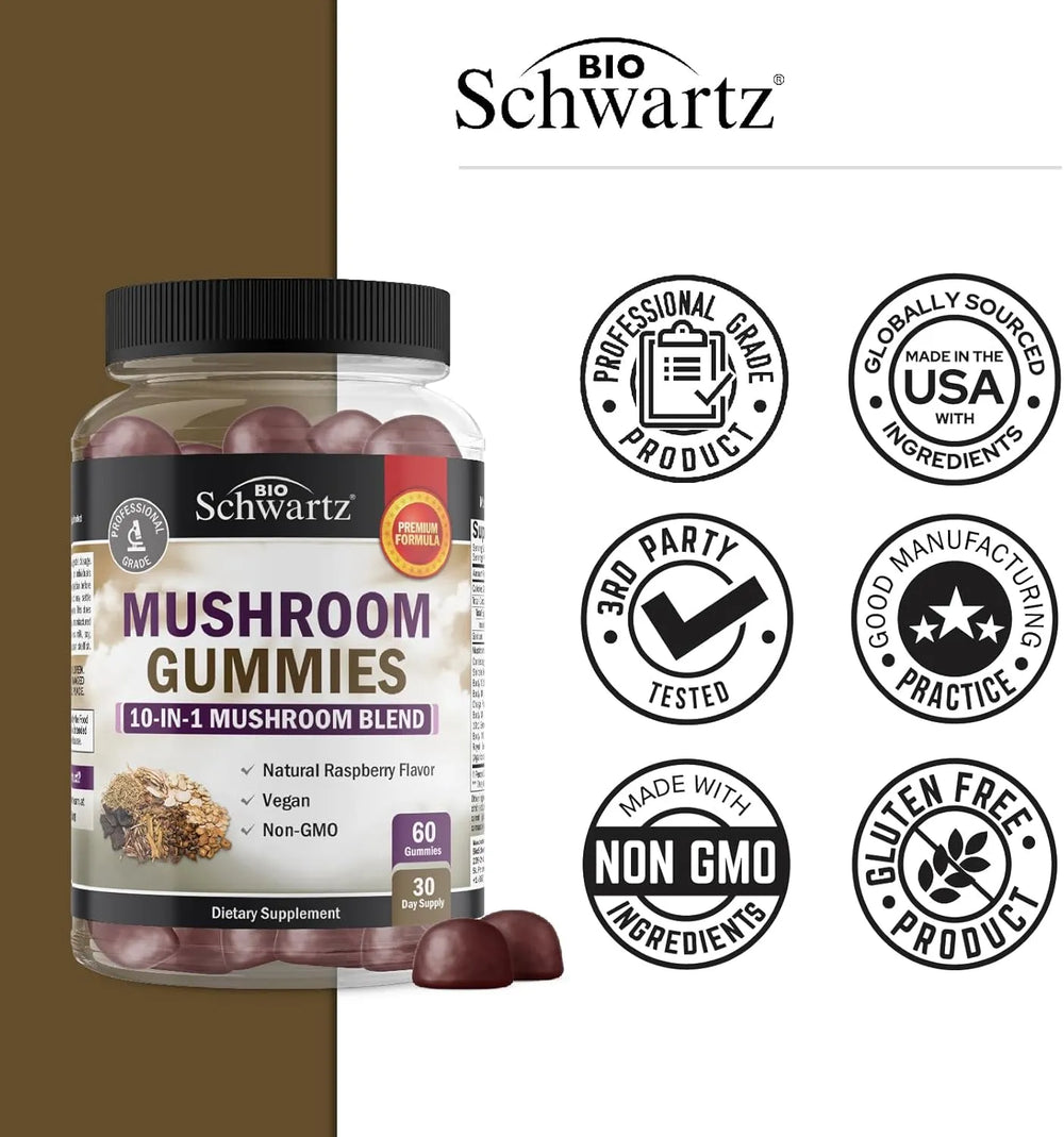 BIO SCHWARTZ - BioSchwartz Mushroom Gummies 60 Gomitas - The Red Vitamin MX - Suplementos Alimenticios - {{ shop.shopifyCountryName }}