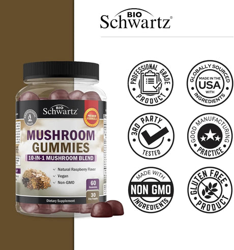 BIO SCHWARTZ - BioSchwartz Mushroom Gummies 60 Gomitas - The Red Vitamin MX - Suplementos Alimenticios - {{ shop.shopifyCountryName }}