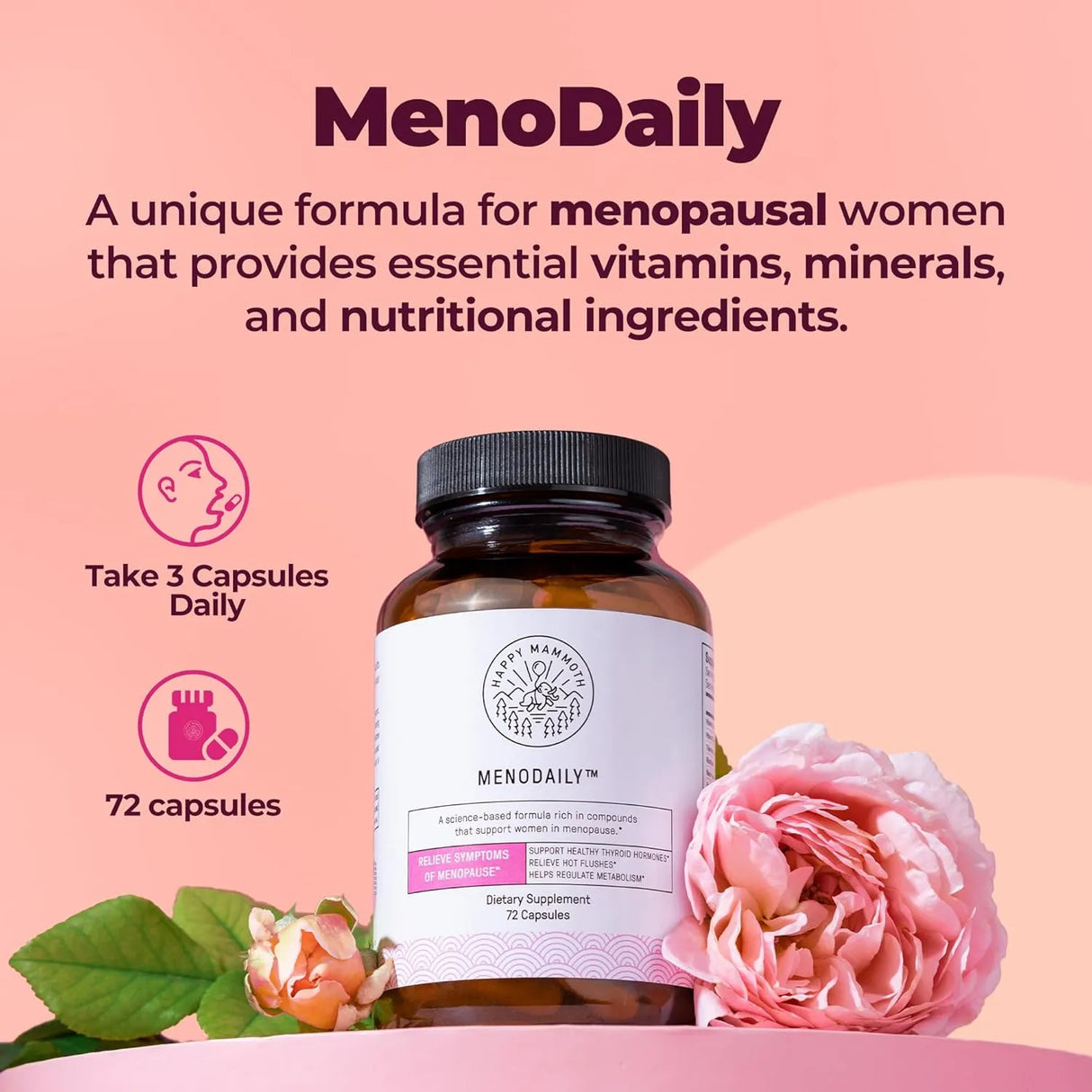 HAPPY MAMMOTH - Happy Mammoth Meno Daily Menopause Vitamins 72 Capsulas - The Red Vitamin MX - Suplementos Alimenticios - {{ shop.shopifyCountryName }}