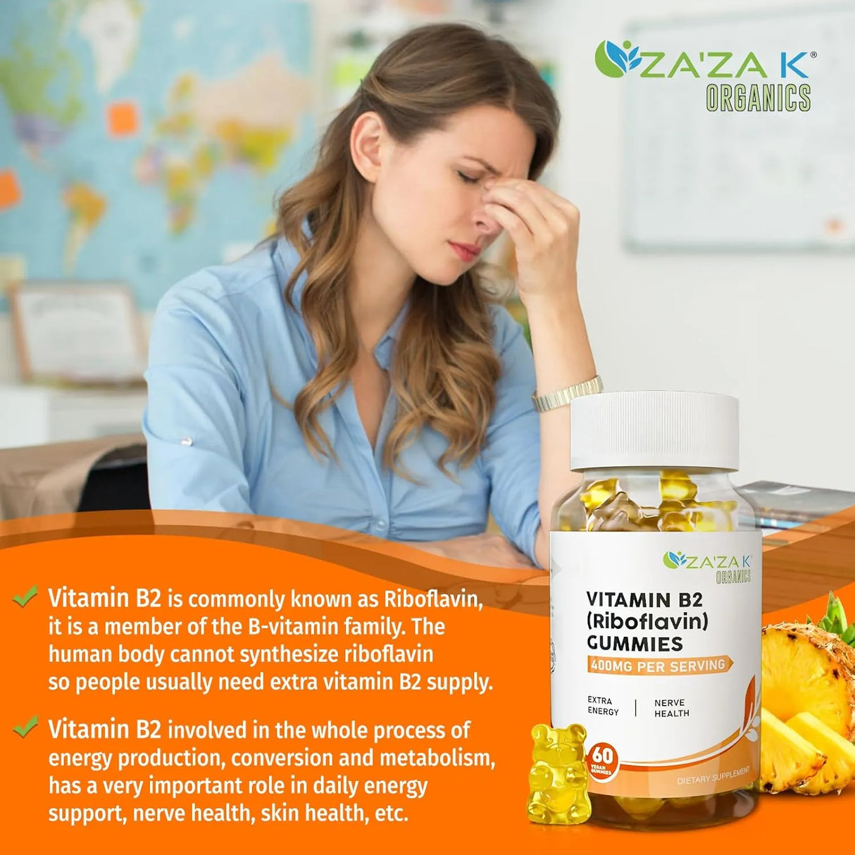 ZA'ZA K ORGANICS - ZA'ZA K ORGANICS Vitamin B2 60 Gomitas - The Red Vitamin MX - Suplementos Alimenticios - {{ shop.shopifyCountryName }}