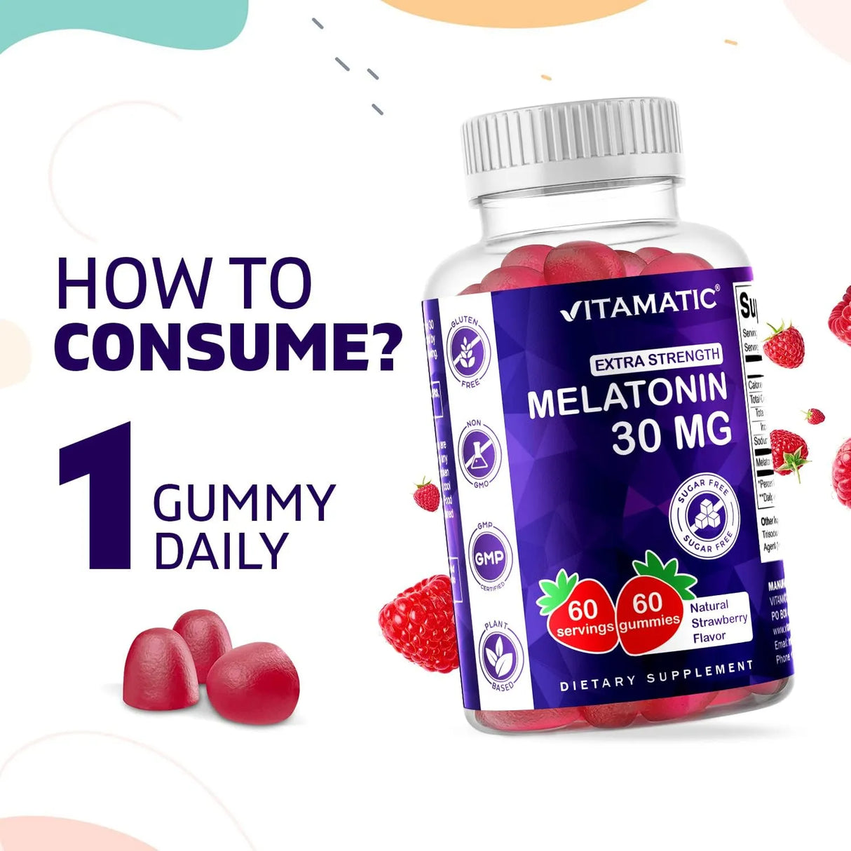 VITAMATIC - Vitamatic Sugar Free Melatonin 30Mg. 60 Gomitas - The Red Vitamin MX - Suplementos Alimenticios - {{ shop.shopifyCountryName }}