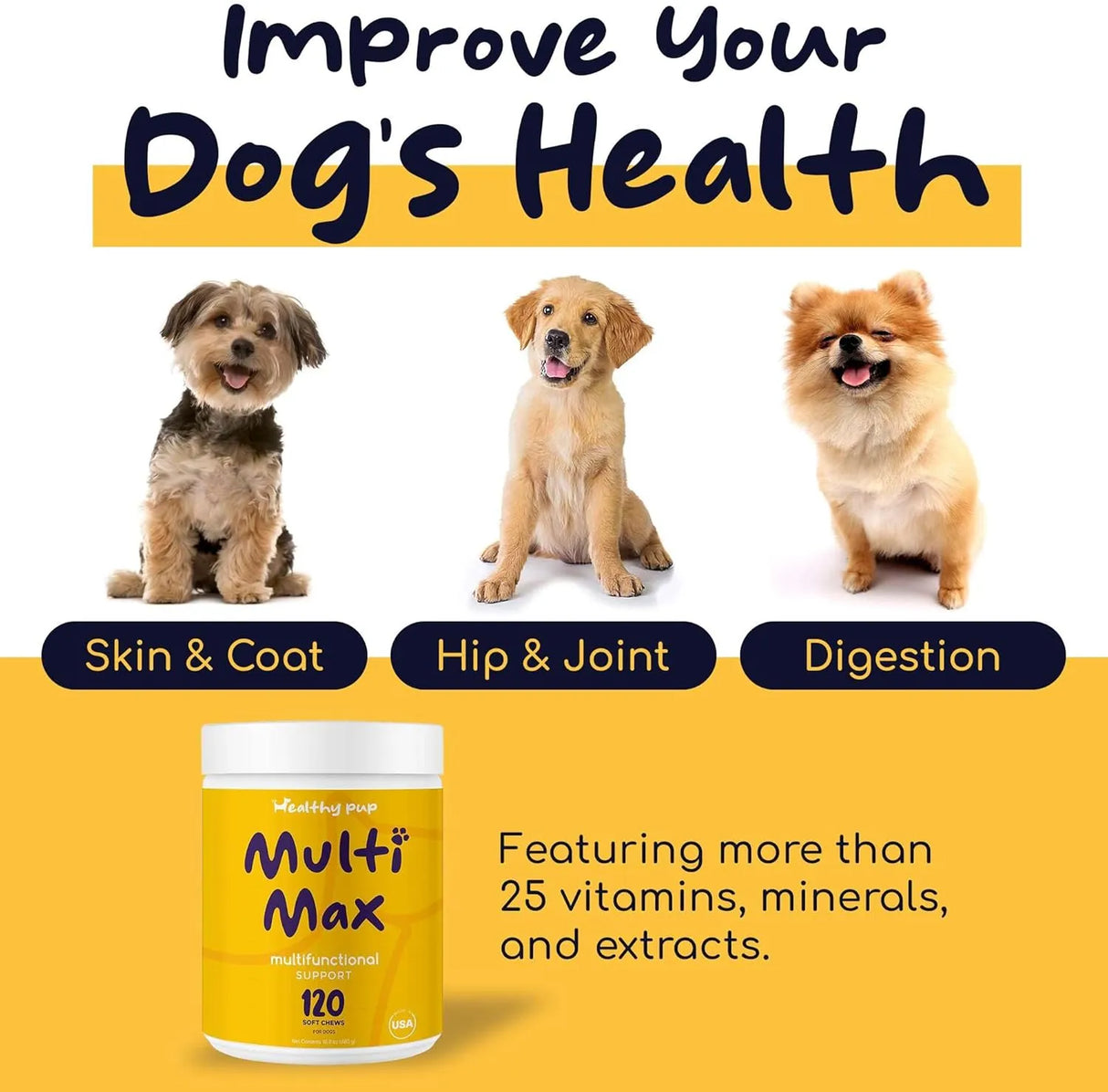 HEALTHY PUP - Healthy Pup Dog Multivitamin 120 Masticables - The Red Vitamin MX - Multivitamínicos Para Perros - {{ shop.shopifyCountryName }}