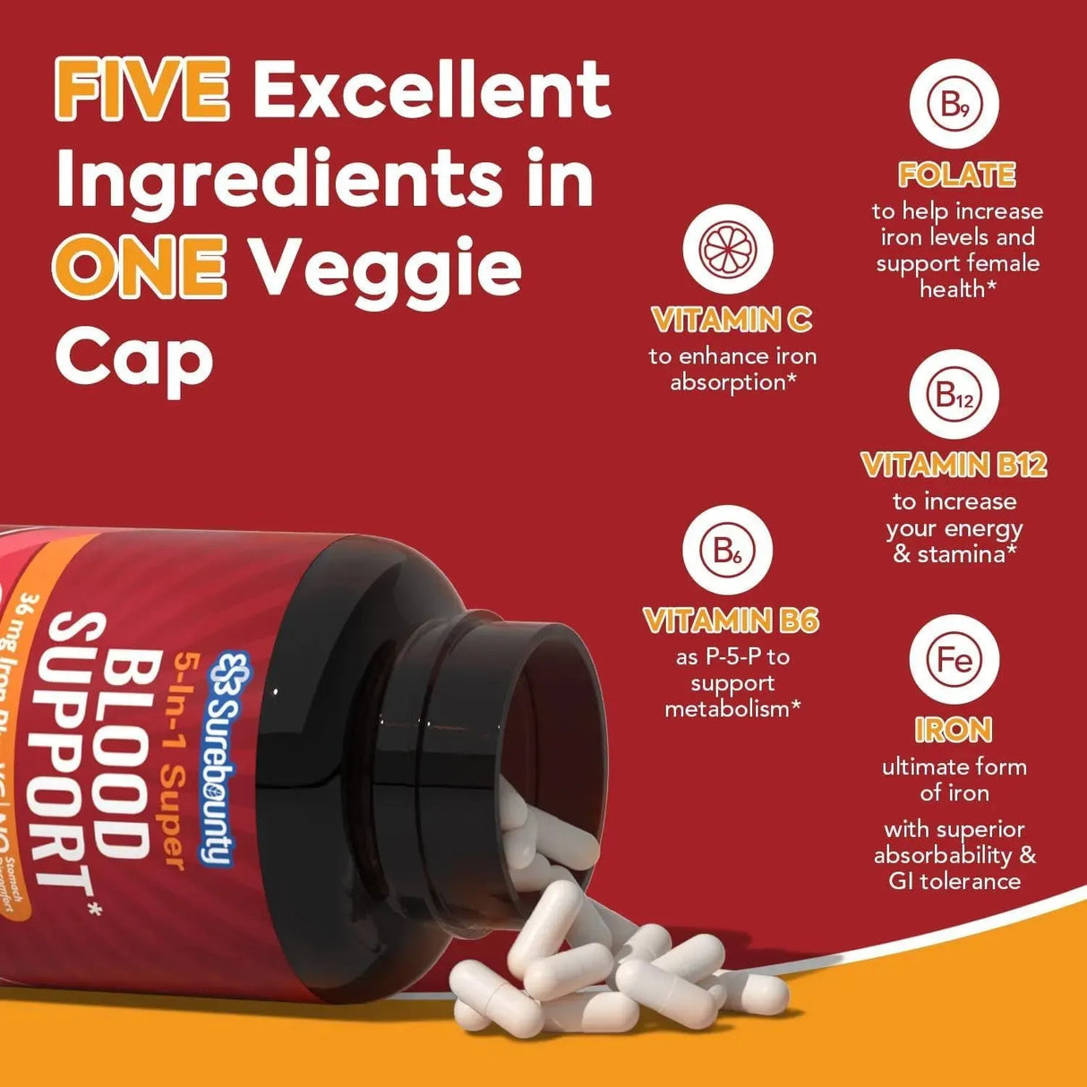 SUREBOUNTY - Surebounty 5-in-1 Blood Support 60 Capsulas - The Red Vitamin MX - Suplementos Alimenticios - {{ shop.shopifyCountryName }}