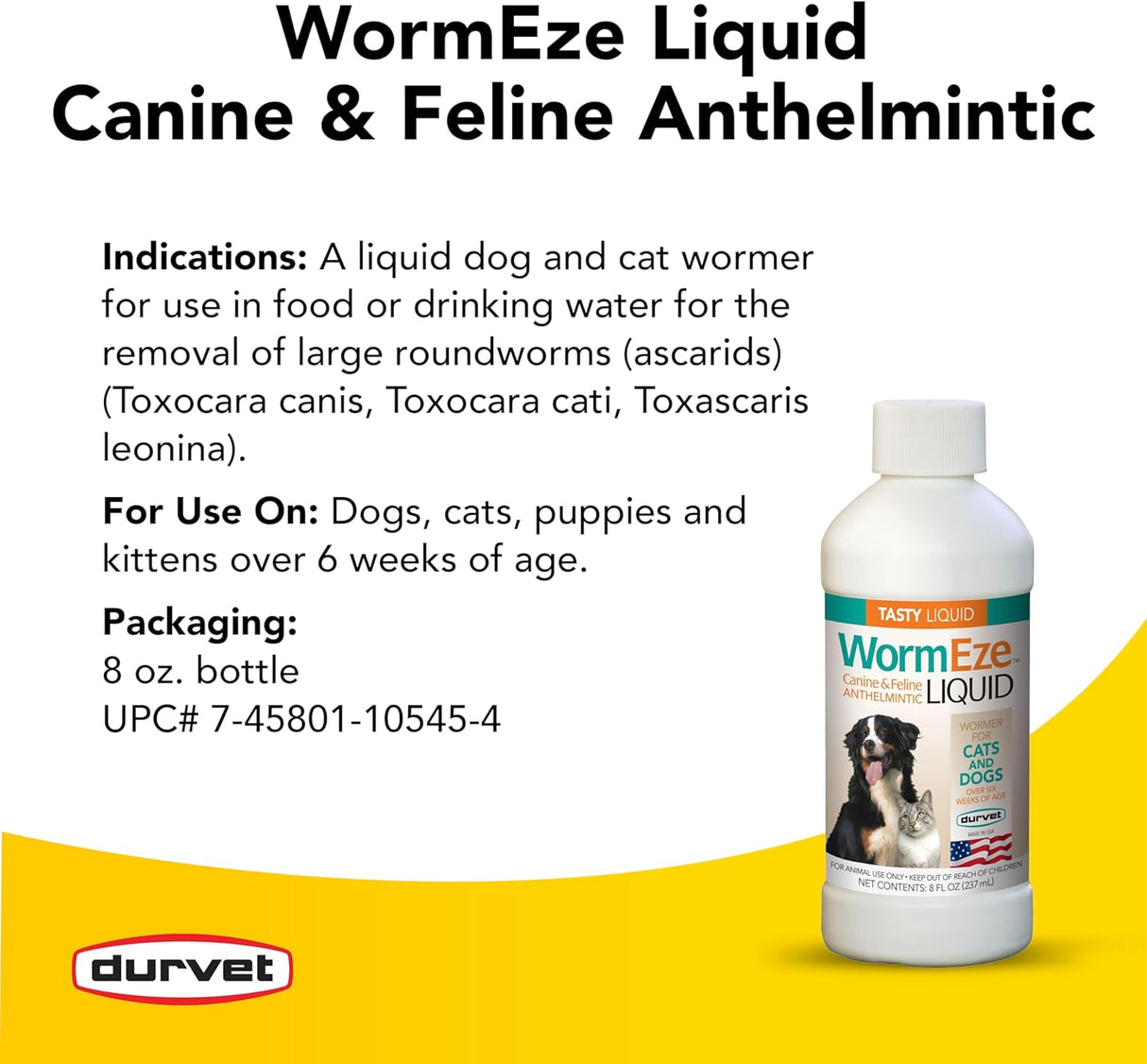 Durvet WormEze Liquid Canine & Feline Antihelmintic 8 Fl.Oz.