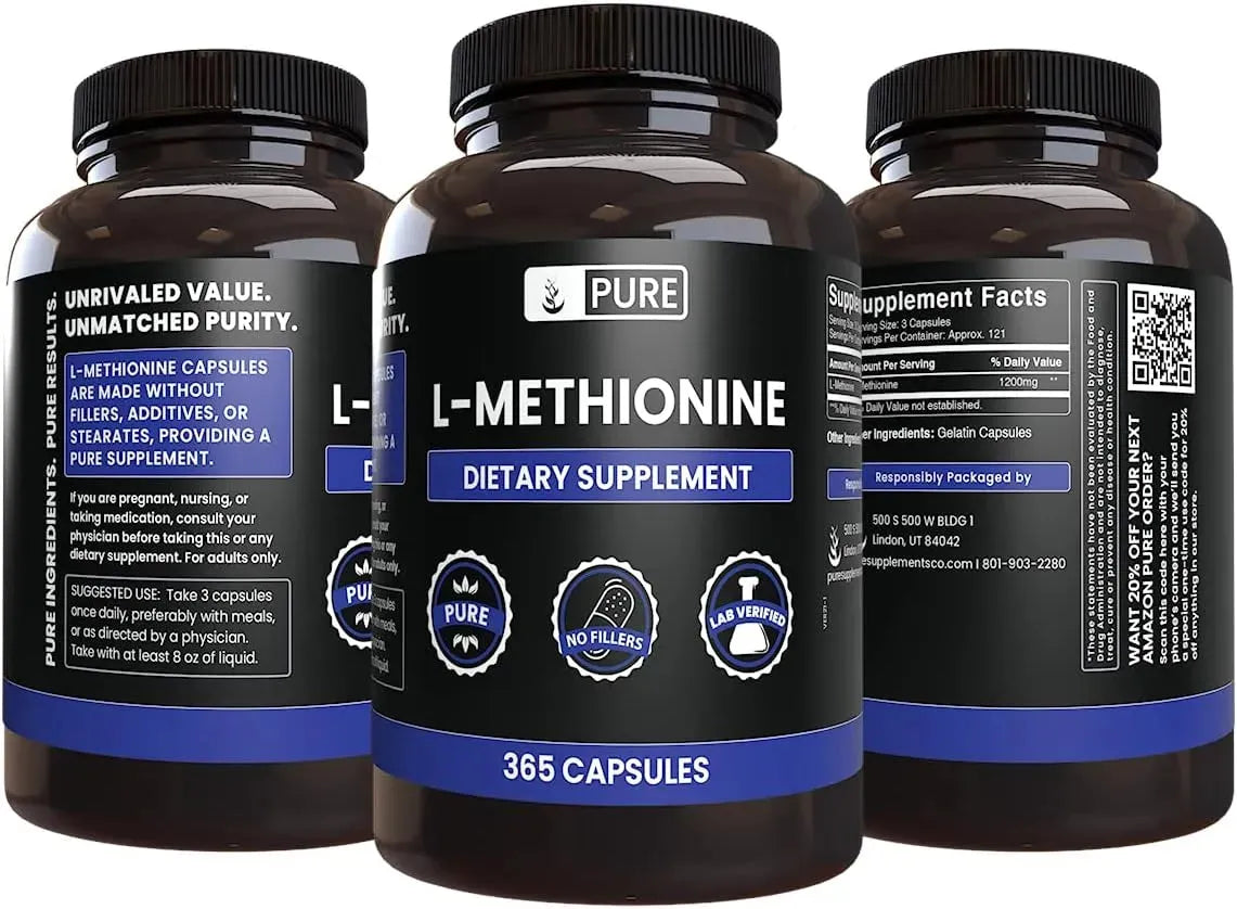 PURE ORIGINAL INGREDIENTS - Pure Original Ingredients L-Methionine 365 Capsulas - The Red Vitamin MX - Suplementos Alimenticios - {{ shop.shopifyCountryName }}