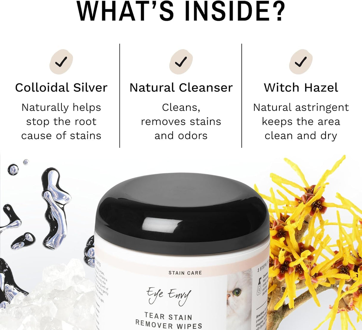 Eye Envy Tear Stain Wipes for Cats 60 Toallitas