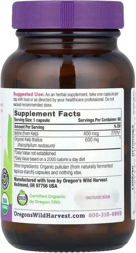 OREGON'S WILD HARVEST - Oregon's Wild Harvest Organic Kelp 90 Capsulas - The Red Vitamin MX - Suplementos Alimenticios - {{ shop.shopifyCountryName }}