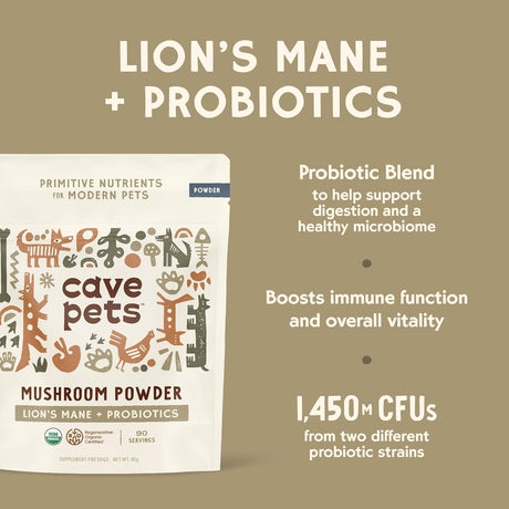 CAVE PETS - Cave Pets Super Blend Powder Lion’s Mane & Probiotics 90 Servicios 90Gr. - The Red Vitamin MX - Suplementos Herbales Para Perros - {{ shop.shopifyCountryName }}