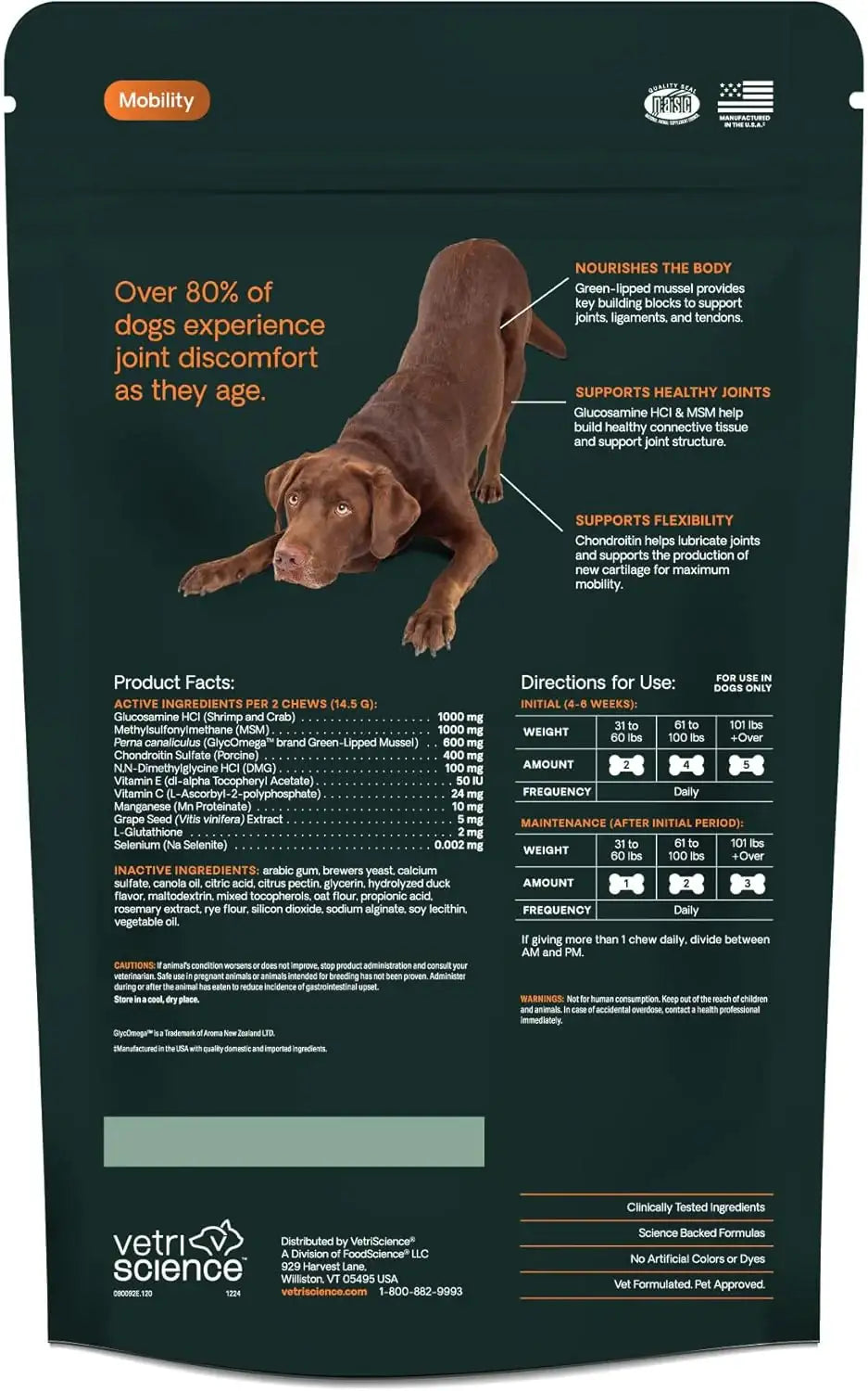 VETRISCIENCE - VetriScience GlycoFlex Ultimate Strength Healthy Hip & Joint Duck Flavor 120 Masticables - The Red Vitamin MX - Cuidado De Cadera Y Articulaciones Para Perros - {{ shop.shopifyCountryName }}