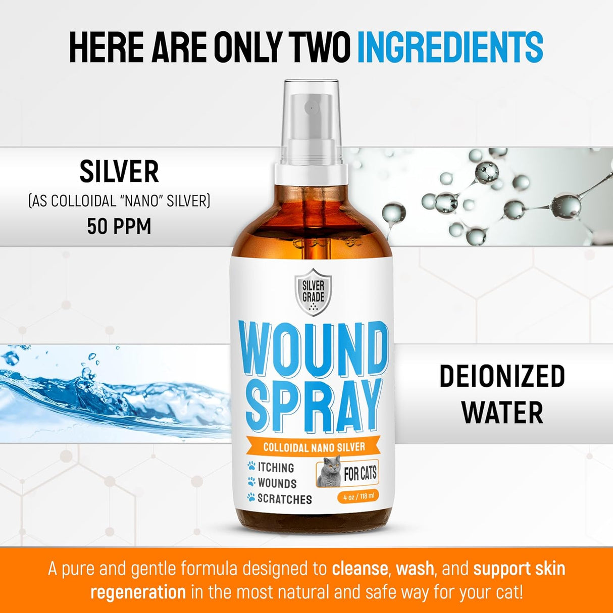 SILVER GRADE Cat Wound Care Spray with Silver 4 Fl.Oz.