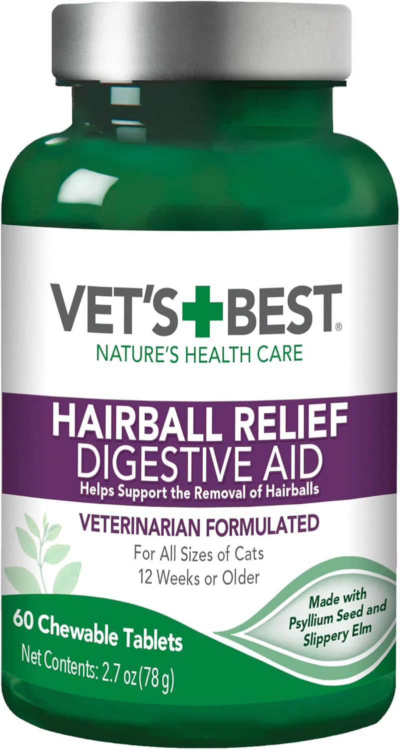 Vet’s Best Cat Hairball Relief Digestive Aid 60 Tabletas Masticables