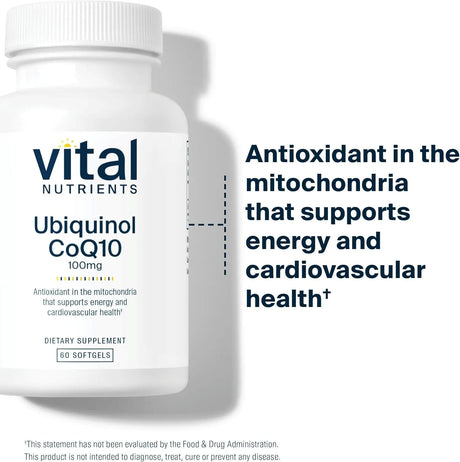 VITAL NUTRIENTS - Vital Nutrients Ubiquinol CoQ10 100Mg. 60 Capsulas Blandas - The Red Vitamin MX - Suplementos Alimenticios - {{ shop.shopifyCountryName }}