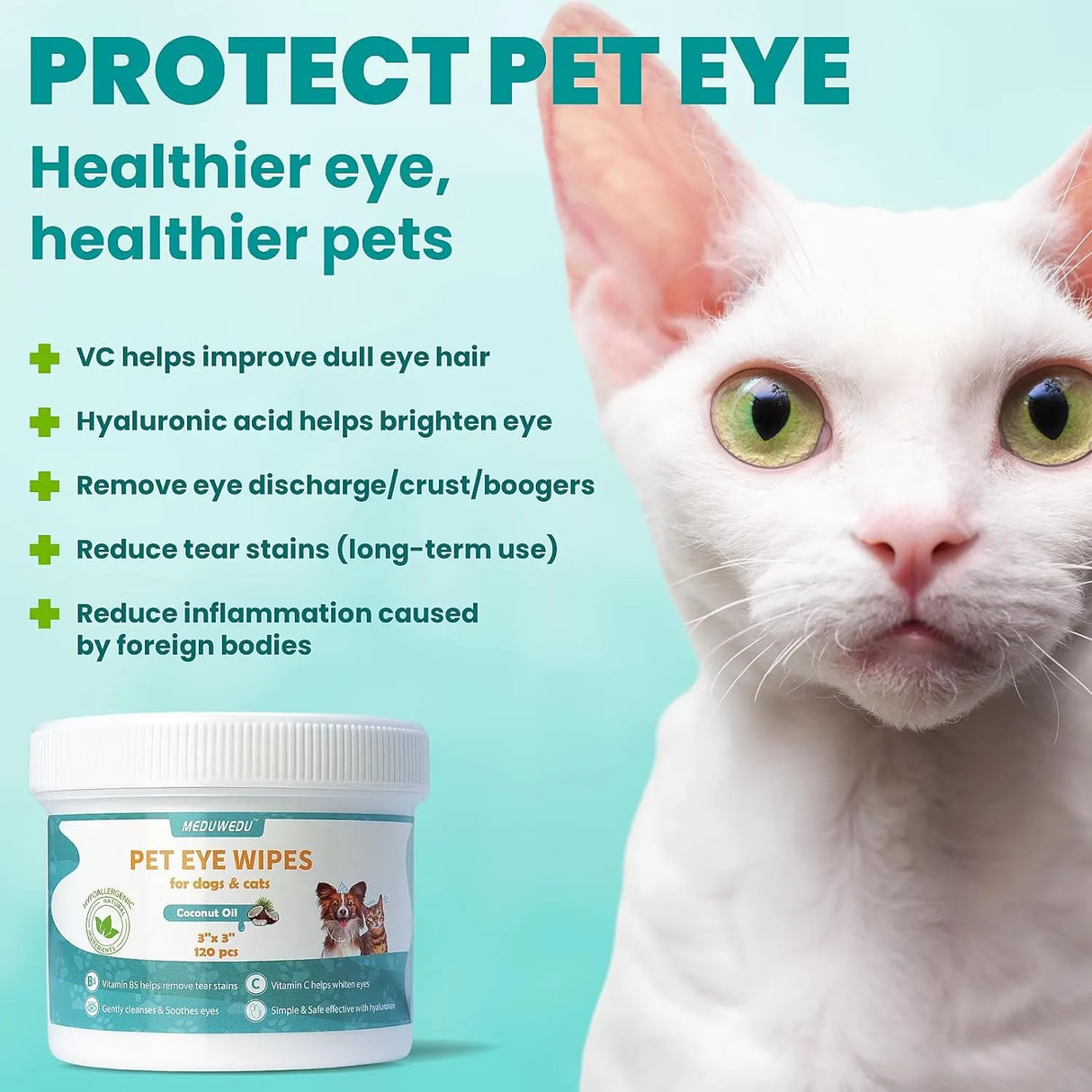 MEDUWEDU - MEDUWEDU Eyes Wipes for Dogs & Cats Mint Scent 120 Toallitas - The Red Vitamin MX - Cuidado De Los Ojos De Los Perros - {{ shop.shopifyCountryName }}