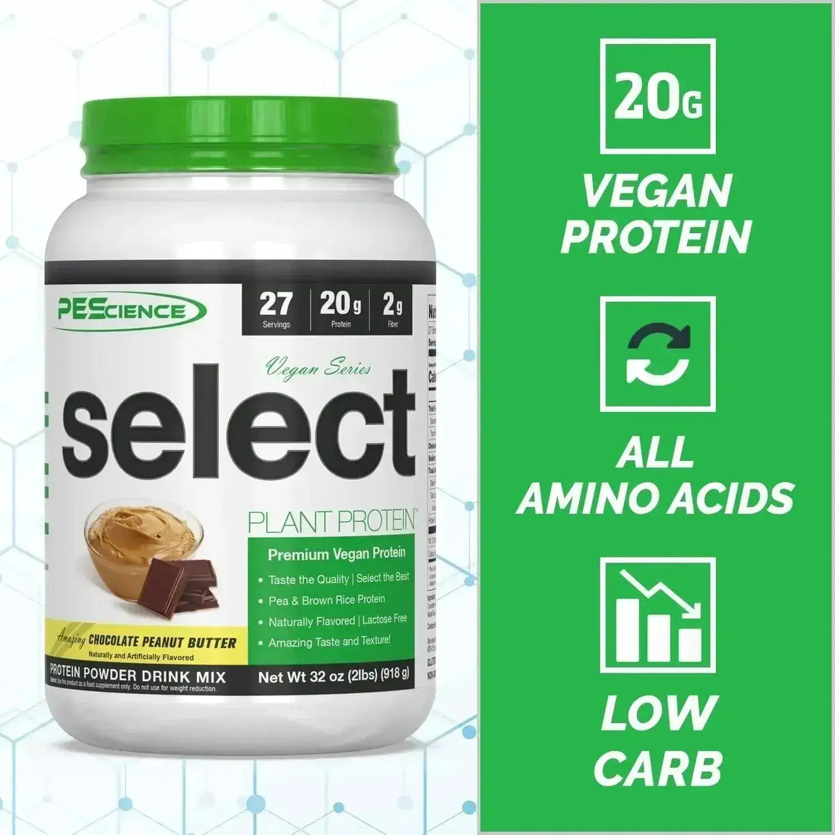 PESCIENCE - PEScience Select Vegan Plant Based Protein Powder Chocolate Peanut Butter 27 Servicios 918Gr. - The Red Vitamin MX - Suplementos Alimenticios - {{ shop.shopifyCountryName }}