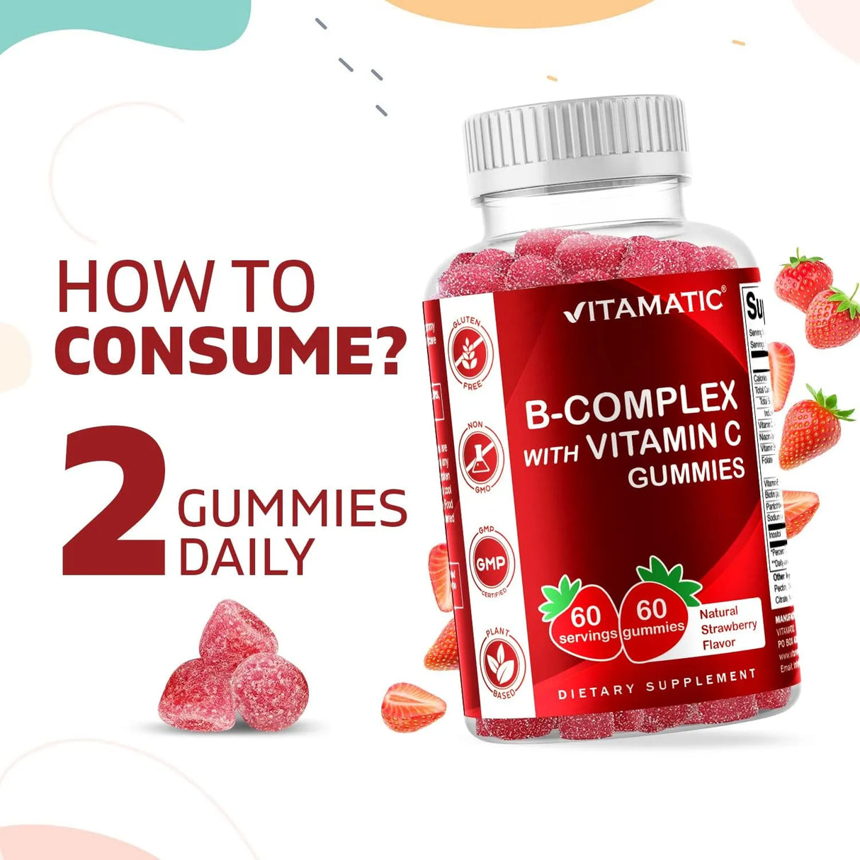 VITAMATIC - Vitamatic Vitamin B Complex Gummies with Vitamin C 60 Gomitas - The Red Vitamin MX - Suplementos Alimenticios - {{ shop.shopifyCountryName }}