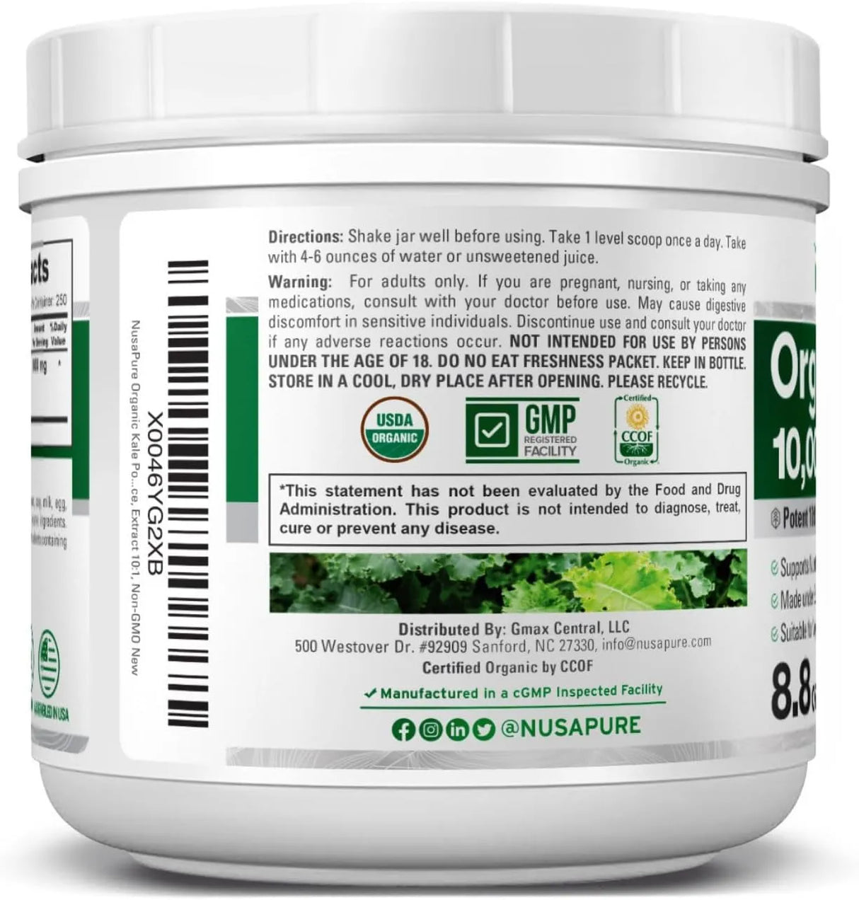 NUSAPURE - NusaPure Organic Kale Powder 10,000Mg. 250Gr. - The Red Vitamin MX - Suplementos Alimenticios - {{ shop.shopifyCountryName }}