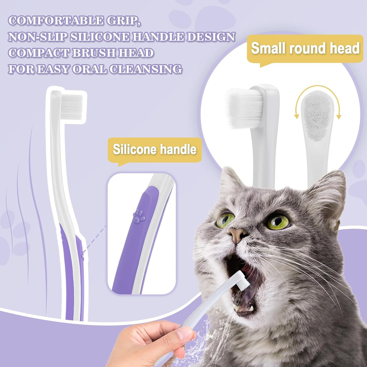 VVHOMIFE Cat Toothbrush Complete Kitty Dental Care Kit with Teeth Whitening Tracker