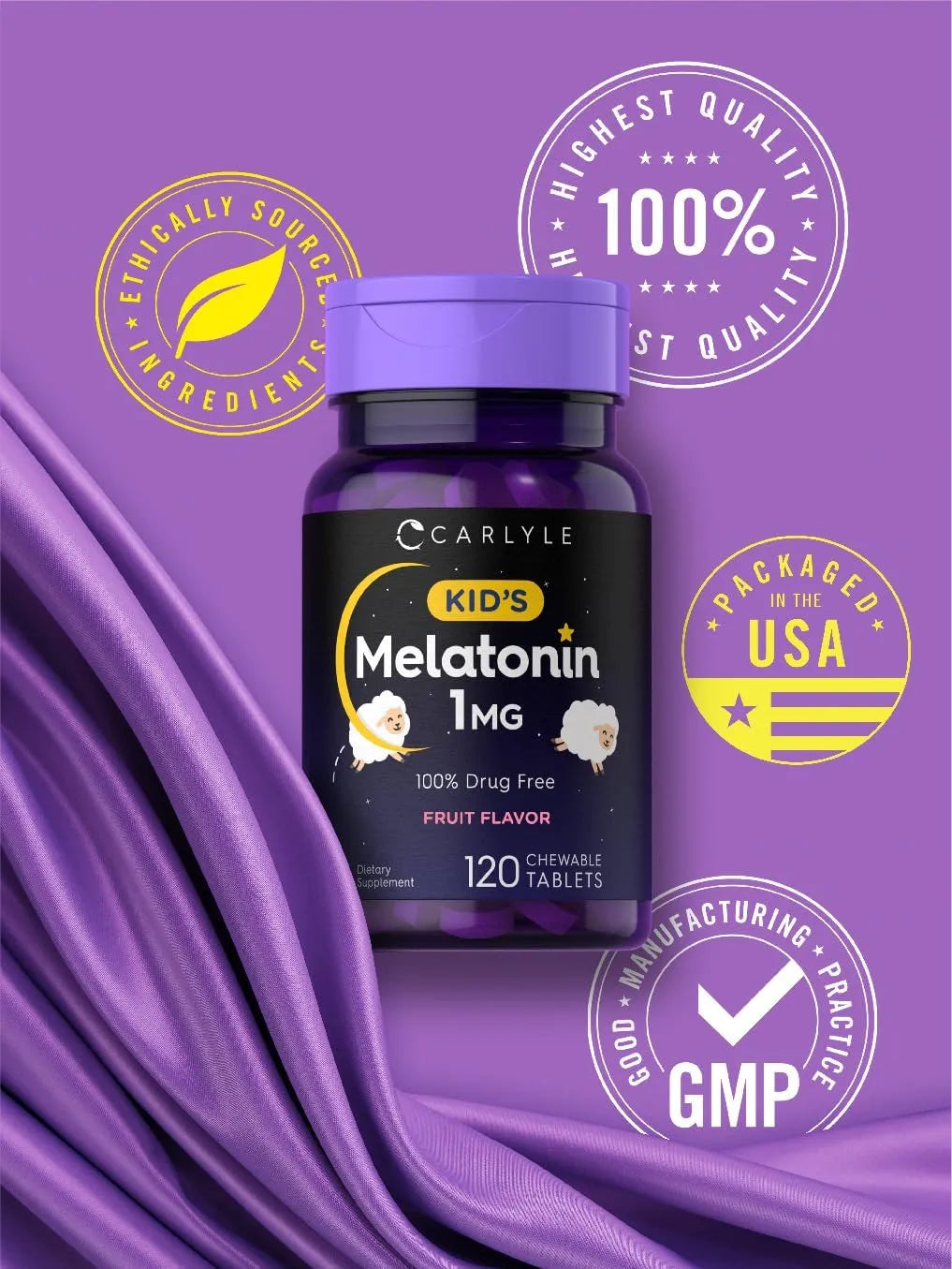 CARLYLE - Carlyle Kids Melatonin 1Mg. 120 Tabletas Masticables - The Red Vitamin MX - Suplementos Alimenticios - {{ shop.shopifyCountryName }}