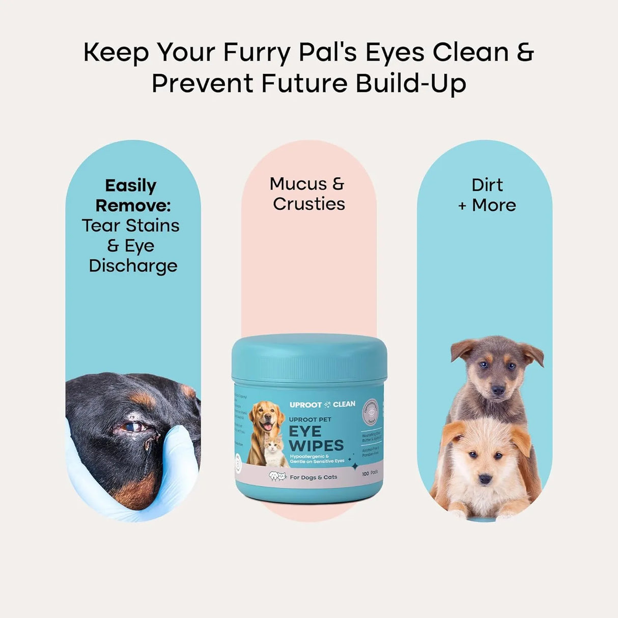 UPROOT - Uproot Clean Cat & Dog Eye Wipes: Hypoallergenic Eye Wipes for Dogs 100 Toallitas - The Red Vitamin MX - Cuidado De Los Ojos De Los Perros - {{ shop.shopifyCountryName }}