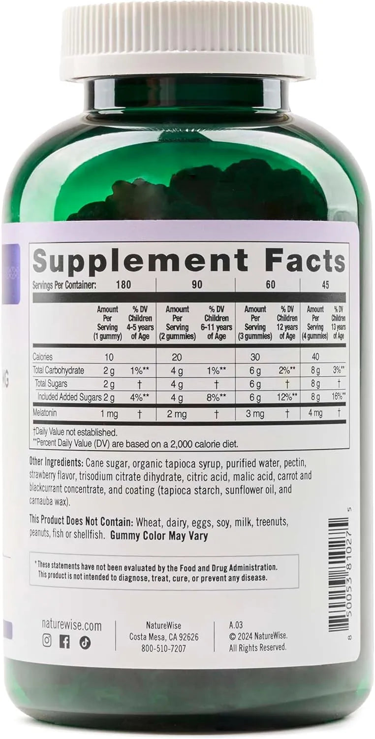 NATUREWISE - Naturewise Kids Melatonin Gummies 1Mg. Strawberry Flavored 180 Gomitas - The Red Vitamin MX - Suplementos Alimenticios - {{ shop.shopifyCountryName }}