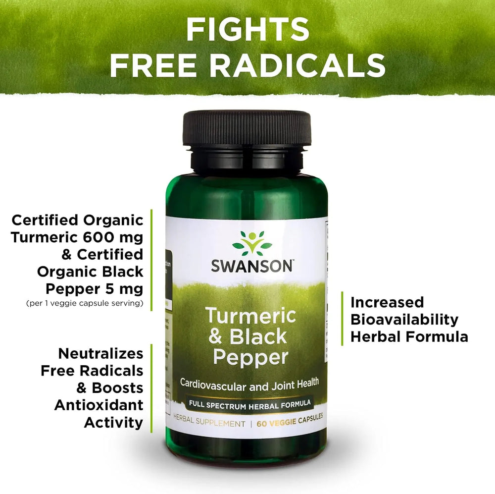 SWANSON - Swanson Turmeric & Black Pepper 60 Capsulas 2 Pack - The Red Vitamin MX - Suplementos Alimenticios - {{ shop.shopifyCountryName }}