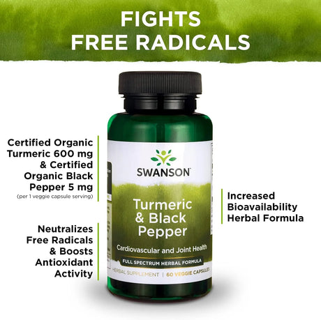 SWANSON - Swanson Turmeric & Black Pepper 60 Capsulas 2 Pack - The Red Vitamin MX - Suplementos Alimenticios - {{ shop.shopifyCountryName }}