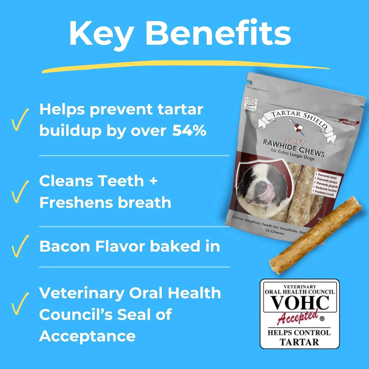 TARTAR SHIELD - Tartar Shield Soft Rawhide Chews Safe Dental Treats for Extra Large Dogs 12 Piezas - The Red Vitamin MX - Cuidado Dental Para Perros - {{ shop.shopifyCountryName }}