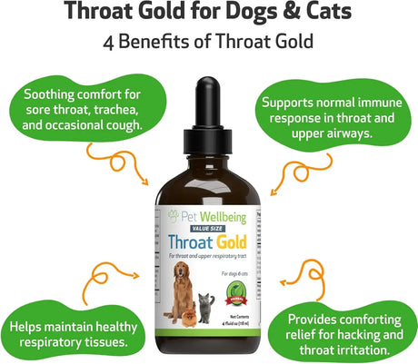 PET WELLBEING - Pet Wellbeing Throat Gold for Dogs 4 Fl.Oz. - The Red Vitamin MX - Medicamentos Sin Receta Para Perros - {{ shop.shopifyCountryName }}