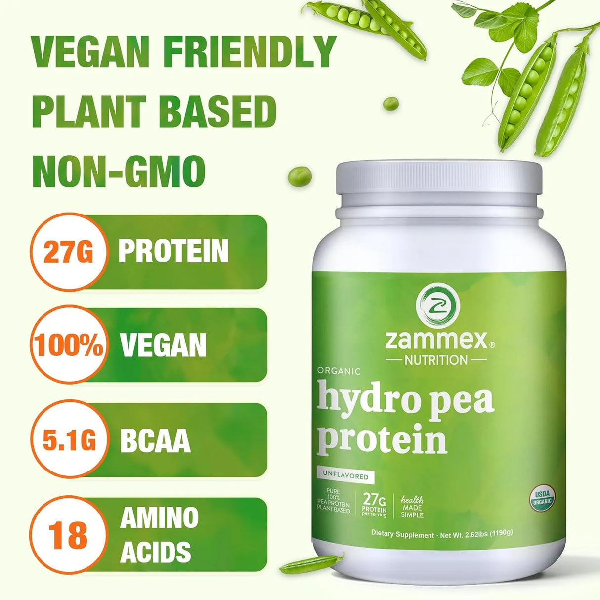 ZAMMEX - Zammex Organic Pea Protein Powder Natural Flavor 1,190Gr. - The Red Vitamin MX - Suplementos Alimenticios - {{ shop.shopifyCountryName }}