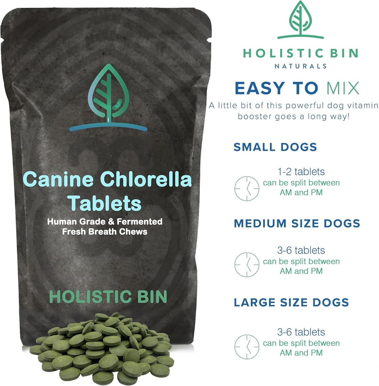 HOLISTIC BIN - Holistic Bin Canine Chlorella Tablets 100 Tabletas - The Red Vitamin MX - Suplementos Herbales Para Perros - {{ shop.shopifyCountryName }}