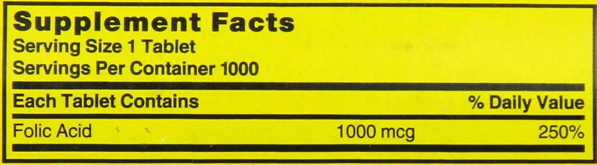 NATURE'S BLEND - Nature's Blend Folic Acid 1000mcg 1000 Tabletas - The Red Vitamin MX - Suplementos Alimenticios - {{ shop.shopifyCountryName }}