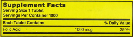 NATURE'S BLEND - Nature's Blend Folic Acid 1000mcg 1000 Tabletas - The Red Vitamin MX - Suplementos Alimenticios - {{ shop.shopifyCountryName }}