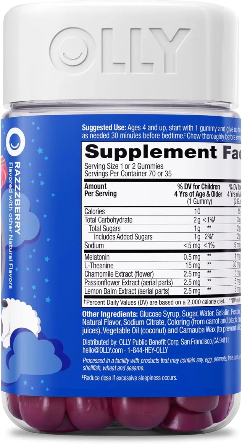 OLLY - OLLY Kids Sleep Gummies 0.5Mg. Melatonin Raspberry 70 Gomitas - The Red Vitamin MX - Suplementos Alimenticios - {{ shop.shopifyCountryName }}
