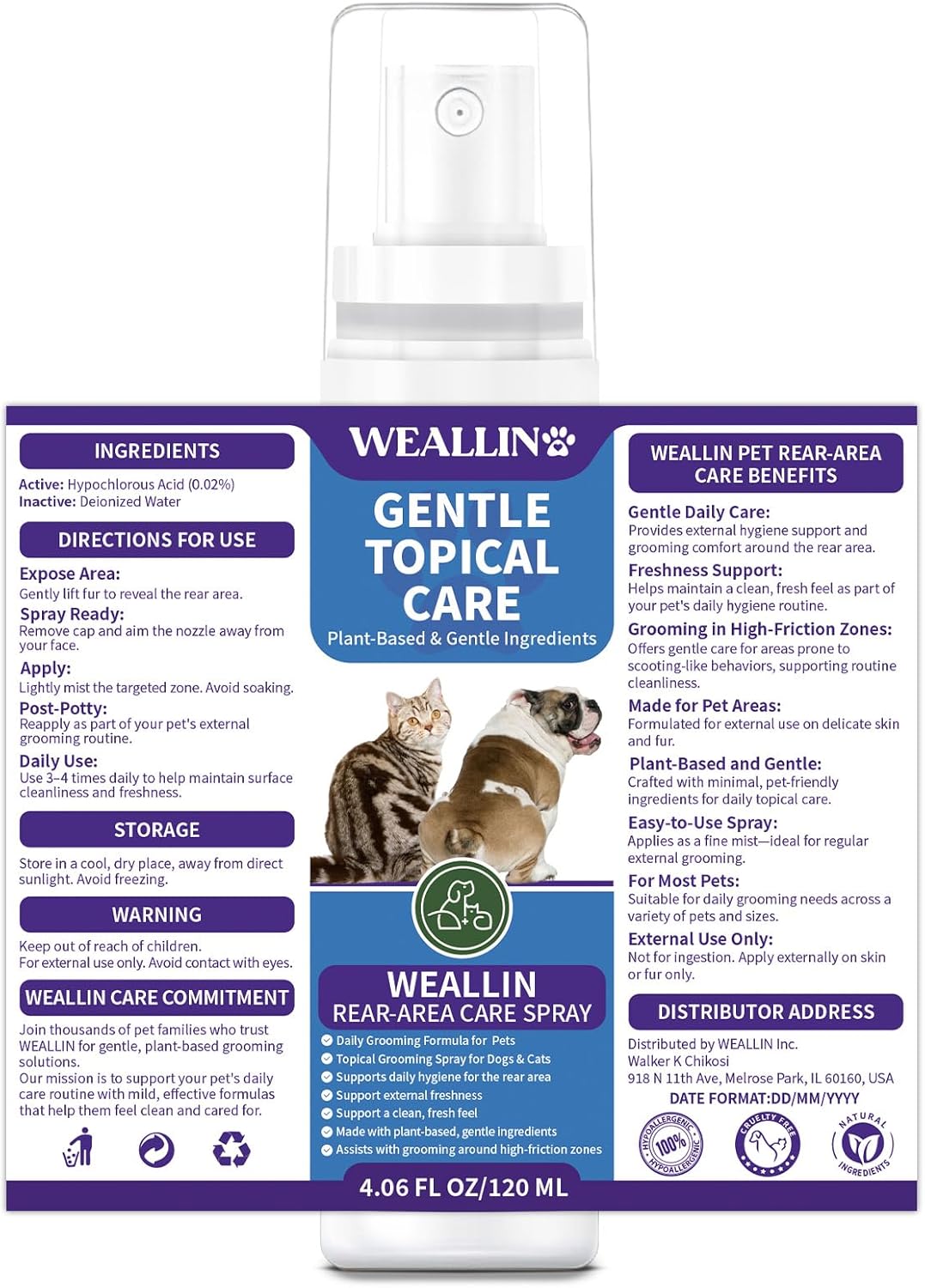 WEALLIN Anal Gland Spray for Dogs 4.06 Fl.Oz.