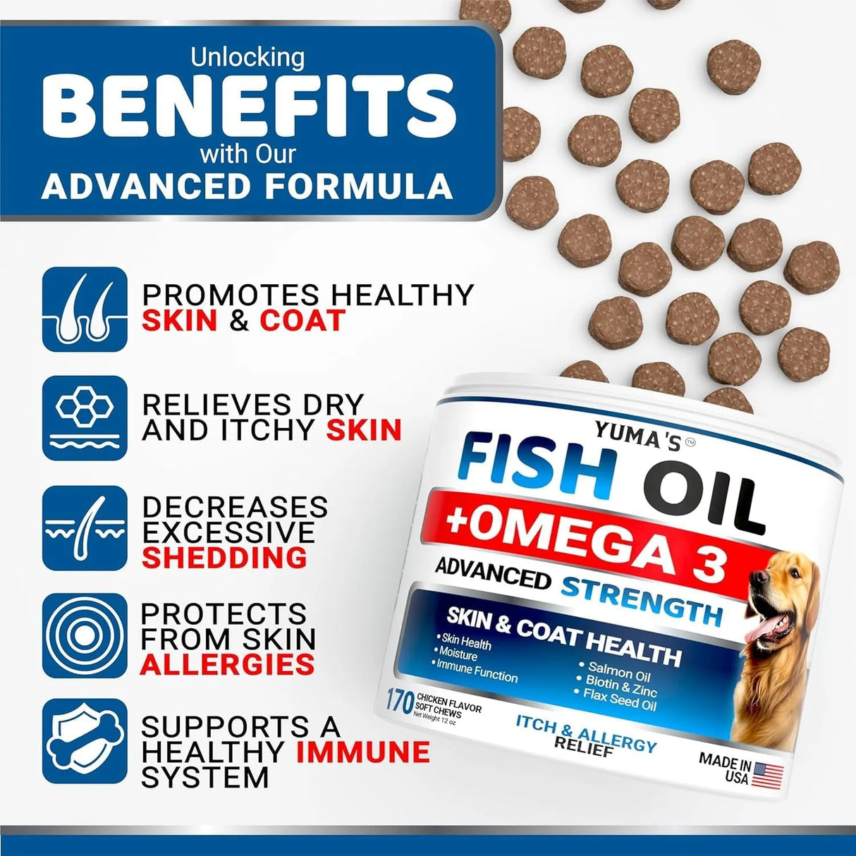YUMA'S - YUMA'S Omega 3 Fish Oil for Dogs Chicken Flavor 170 Masticables 2 Pack - The Red Vitamin MX - Aceite De Pescado Para Perros - {{ shop.shopifyCountryName }}